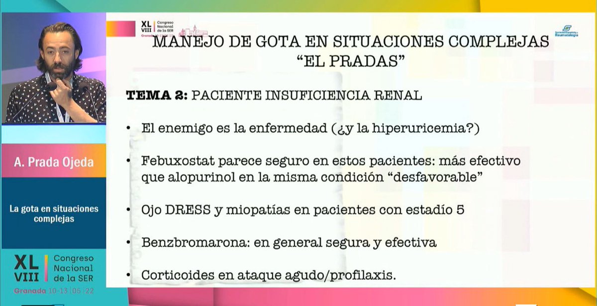 enriquecalvoA's tweet photo. Magnífica ponencia de @alexprada81 sobre manejo de #gota en situaciones complejas en #SER2022: 'El enemigo es la enfermedad' https://t.co/ES1UtjpgR4