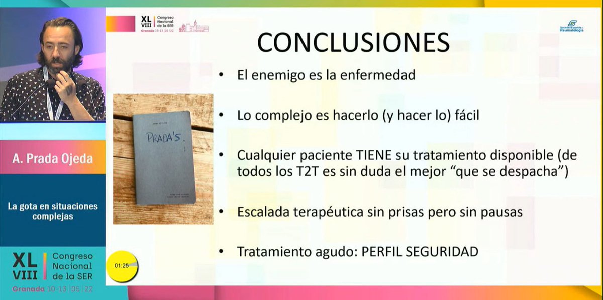 Magnífica ponencia de <a href="/alexprada81/">Álex Prada</a> sobre manejo de #gota en situaciones complejas en #SER2022: 'El enemigo es la enfermedad'