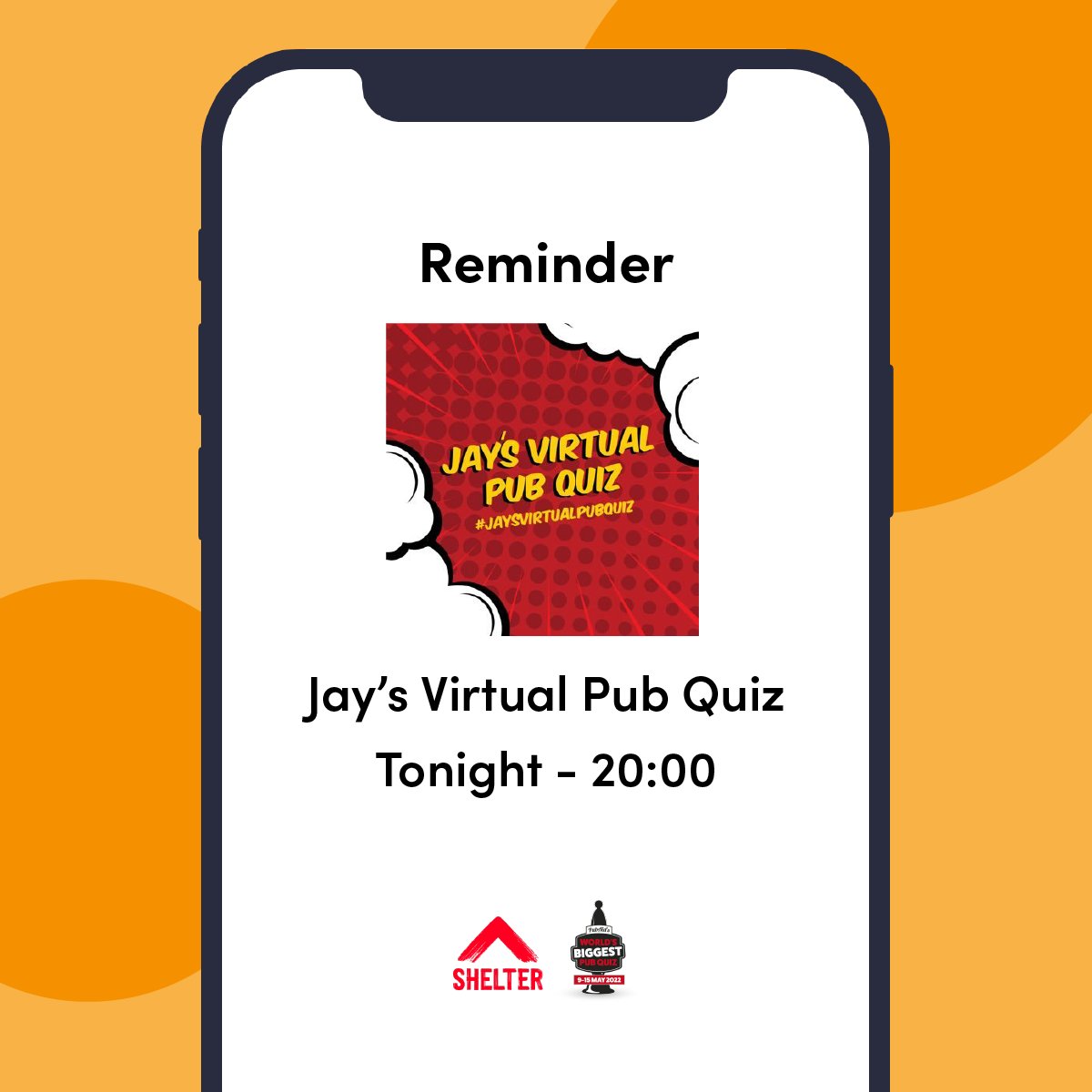 kwizzbit's tweet photo. π¨ Ready for some Thursday trivia with @TheVirtualPubQ1 whilst supporting @Shelter to raise money for an incredible cause!
β° Tonight - 20:00
π Get involved: https://t.co/RwrrKfsAIv
#jaysvirtualpubquiz #kwizzbit #livequiztonight #charityquiz https://t.co/9vqRltQDFN