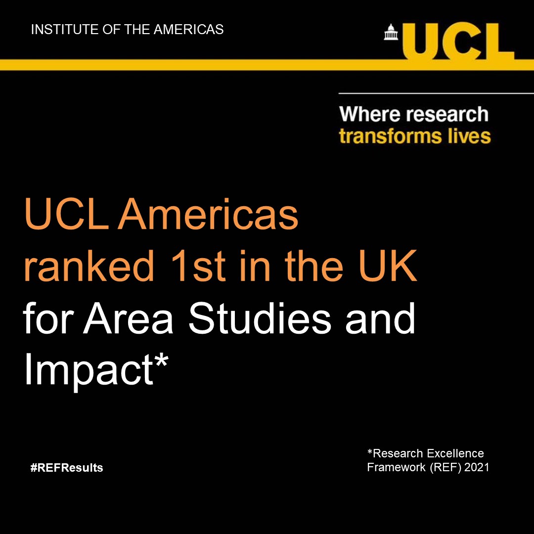 UCLAmericas's tweet image. UCL Institute of the Americas ranked 1st in the UK in Area Studies and Impact in the Research Excellence Framework 2021 (REF). Read more about our results 🔗 ucl.ac.uk/americas/resea…
#UCLResearch #REFresults
