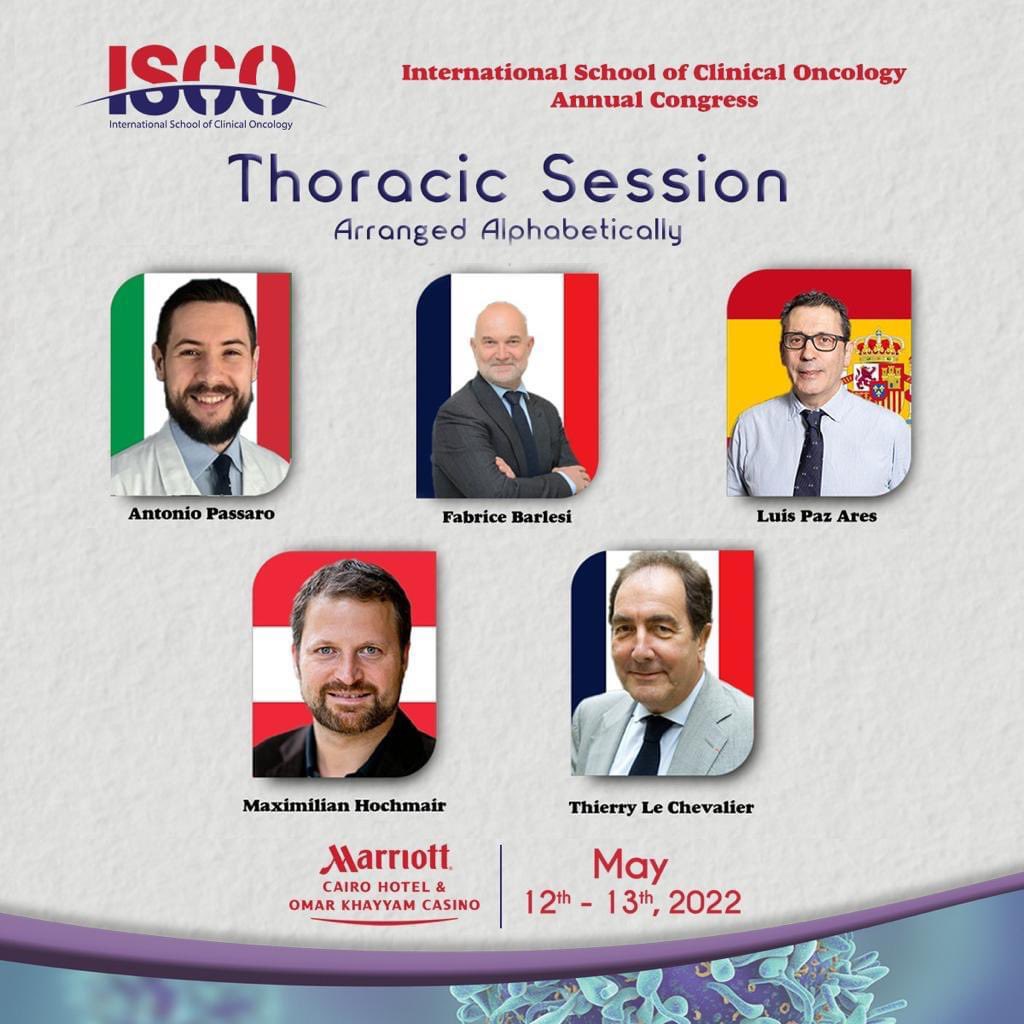 APassaroMD's tweet photo. Honoured to be part of this terrific faculty at the #ISCO22 in Cairo, to discuss the latest evidence on lung cancer treatments, through the lens of “the rise of personomics” #LCSM , chaired by @alshamsi2000 https://t.co/3lbojTJm4D
