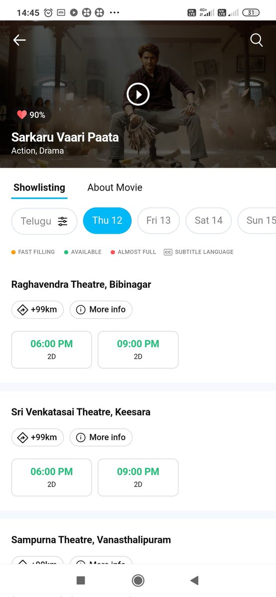 prasannacherry's tweet photo. HYD city  matinee and evng shows bookings 😁😁

Day 1 NON RRR anta ga😂

#SVPReview 
#BlockbusterSVP 
#DisasterSVP https://t.co/bwEtt0tyDZ