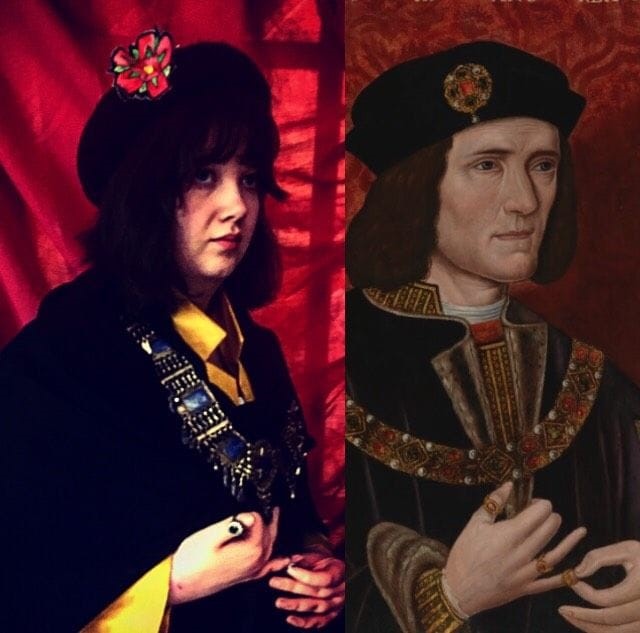 LIPASixthFormCo's tweet image. It&apos;s show week for Yr 2 Acting&apos;s production of Richard III and we&apos;ve got a #throwback to when Technical Theatre &amp;amp; Design for Performance grad Shannon took part in the #GettyChallenge and produced this clever recreation of the most famous portrait of Richard.

#ThrowbackThursday