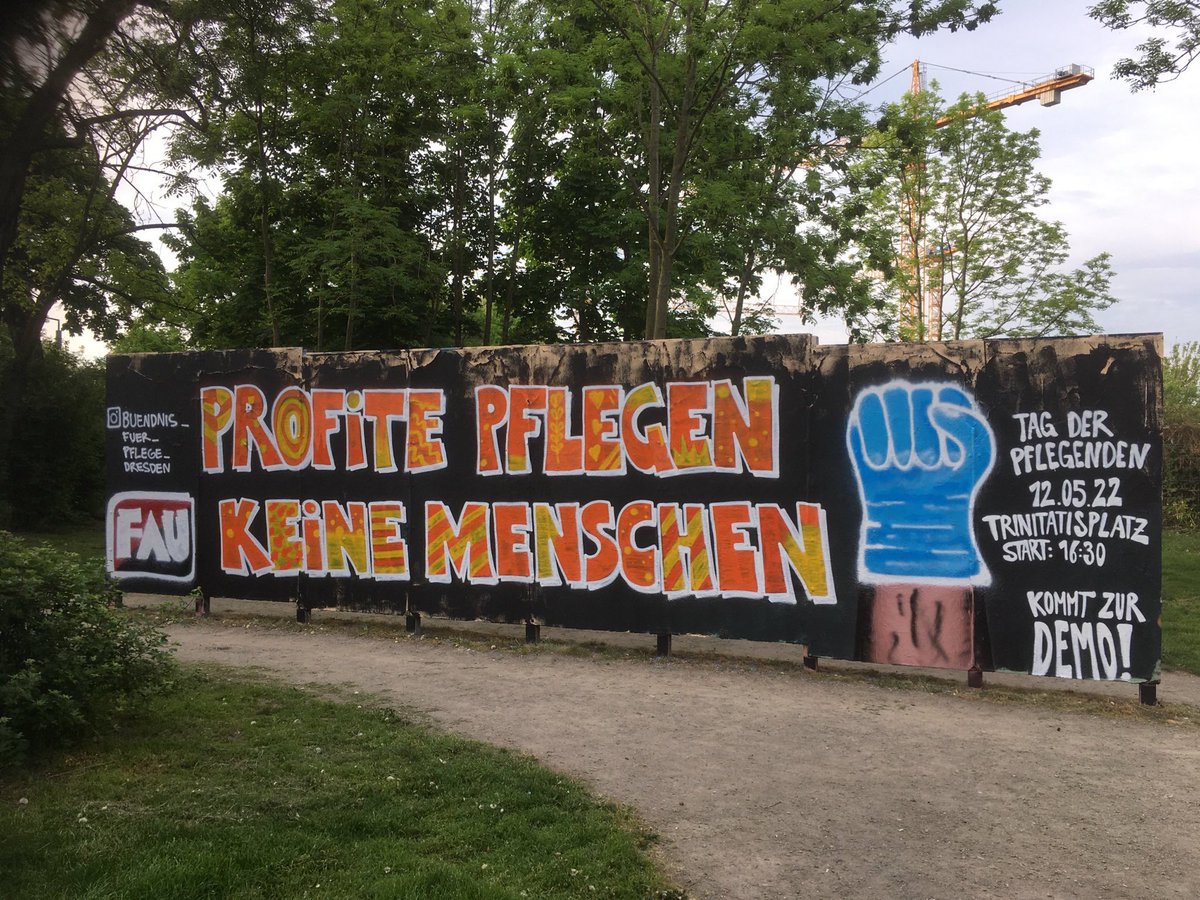 Profite Pflegen keine Menschen 

#TagDerPflegenden #FAU #BündnisFürPflege #Dresden #dd1205 #Graffiti #StreetArt