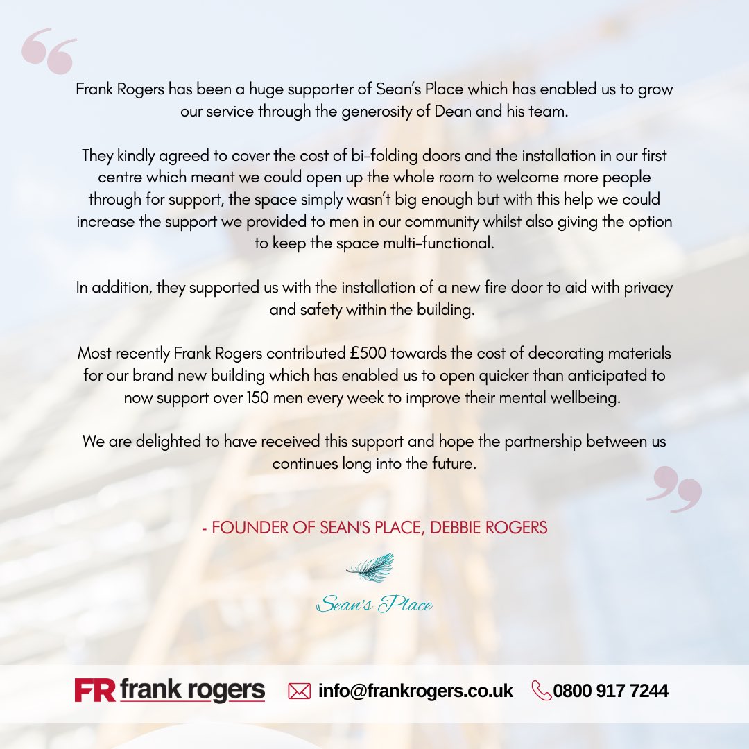 FrankRogersBC's tweet photo. This week is National Mental Health Awareness Week.

We are an official sponsor &amp; supporter of @SeansPlace2, which aims to improve men's mental health and wellbeing across Sefton and  Liverpool.

To find out more visit https://t.co/iqpGT8JEZX

#mentalhealth #mentalhealthawareness https://t.co/N4m4wtiNiF