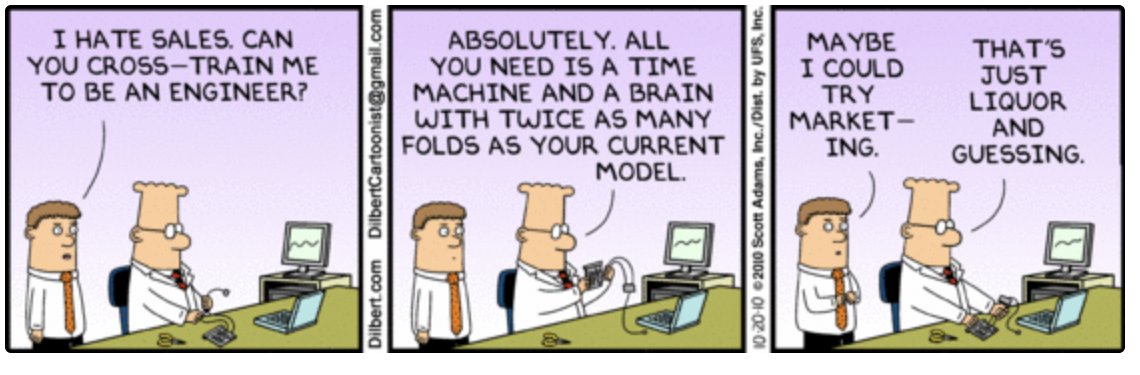 seayen's tweet photo. Product Marketers work in ambiguity. 
Though Dilbert boosts our morale all the time, we hope he is wrong this time. #ProductMarketing #scottadams #dilbert https://t.co/8Fh16g4Fle