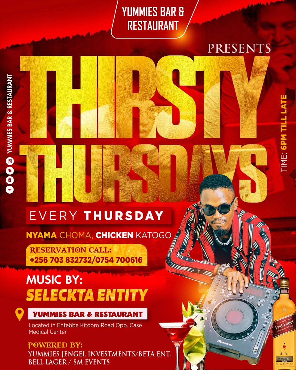 SELECKTAENTITY's tweet photo. We On Today @ Yummies Former Drunken Frog Entebbe Opposite Case Medi Care #ThirstyThursdays #SelecktaEntityLive #Back2BackMusic #Twitter #ElonMuskBuyTwitter #Entebbe #Uganda https://t.co/Jcf9QDsEFT