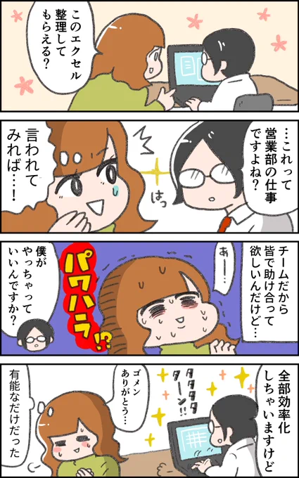 先輩にお願いしといてって言われたけど。
--
がんばれ! 振回され子ちゃん(7/8)イラスト・一秒 @ichibyo3 次回もお楽しみに! #ヤメコミ #仕事辞めたい 