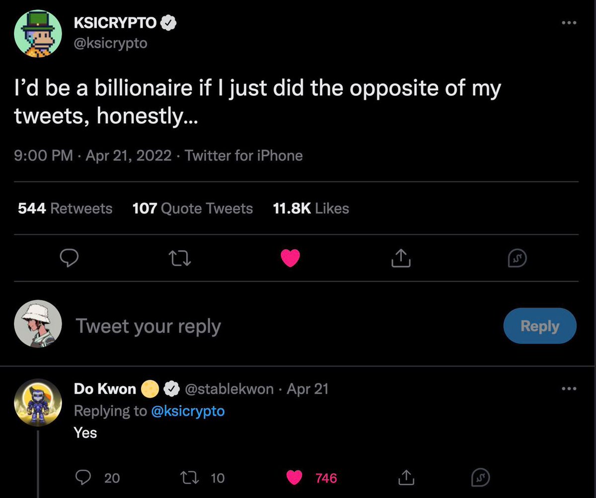 JayXYZ_'s tweet photo. @ksicrypto he gave you the signal to do the opposite... https://t.co/kku6pcjqh6