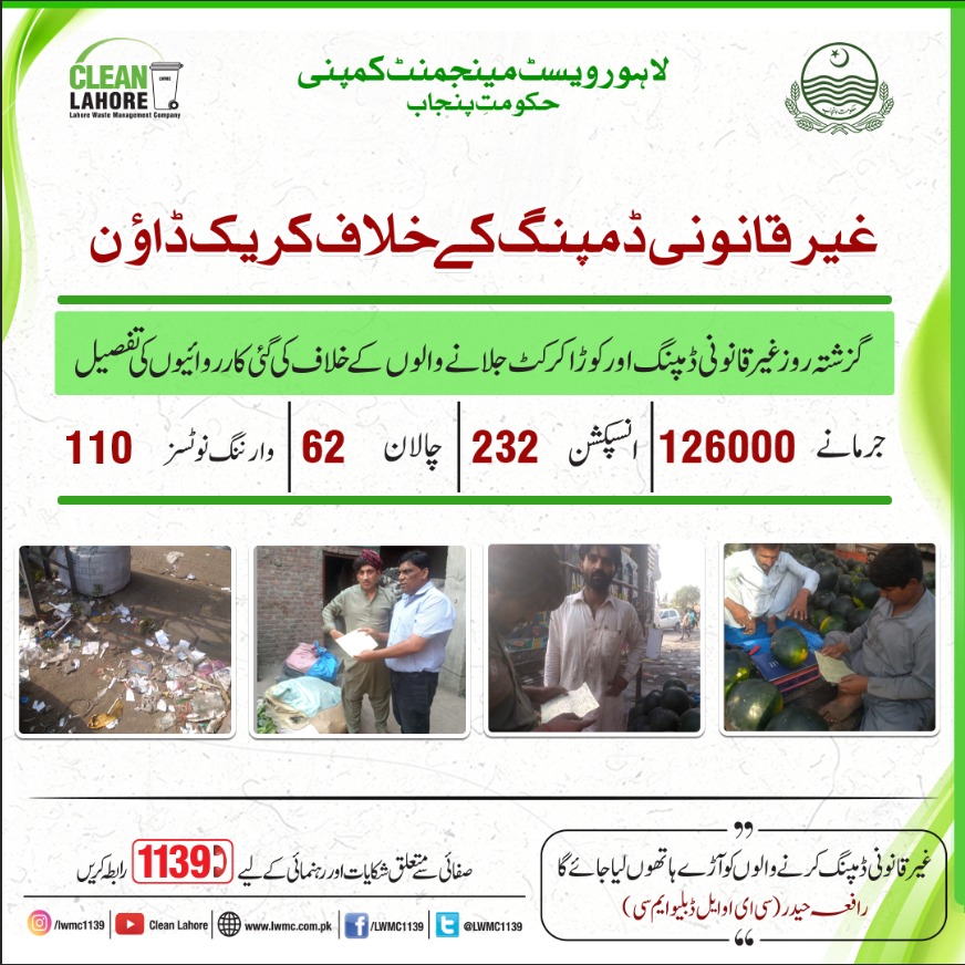 SPAL_1139's tweet photo. لاہور ویسٹ مینجمنٹ کمپنی کے انفورسمنٹ ونگ کی شہر میں غیر قانونی ڈمپنگ پر کارروائیاں جاری ہیں۔
#LWMC
#Lahore
#Keeplahoreclean
#Enforcementwing
#Law
#Illegaldumping
@GovtofPunjabPK
@CMHamzaUpdate
@CS_Punjab
@commissionerlhr
@DCLahore
@lgcddpunjab https://t.co/zxlt6FQJw8