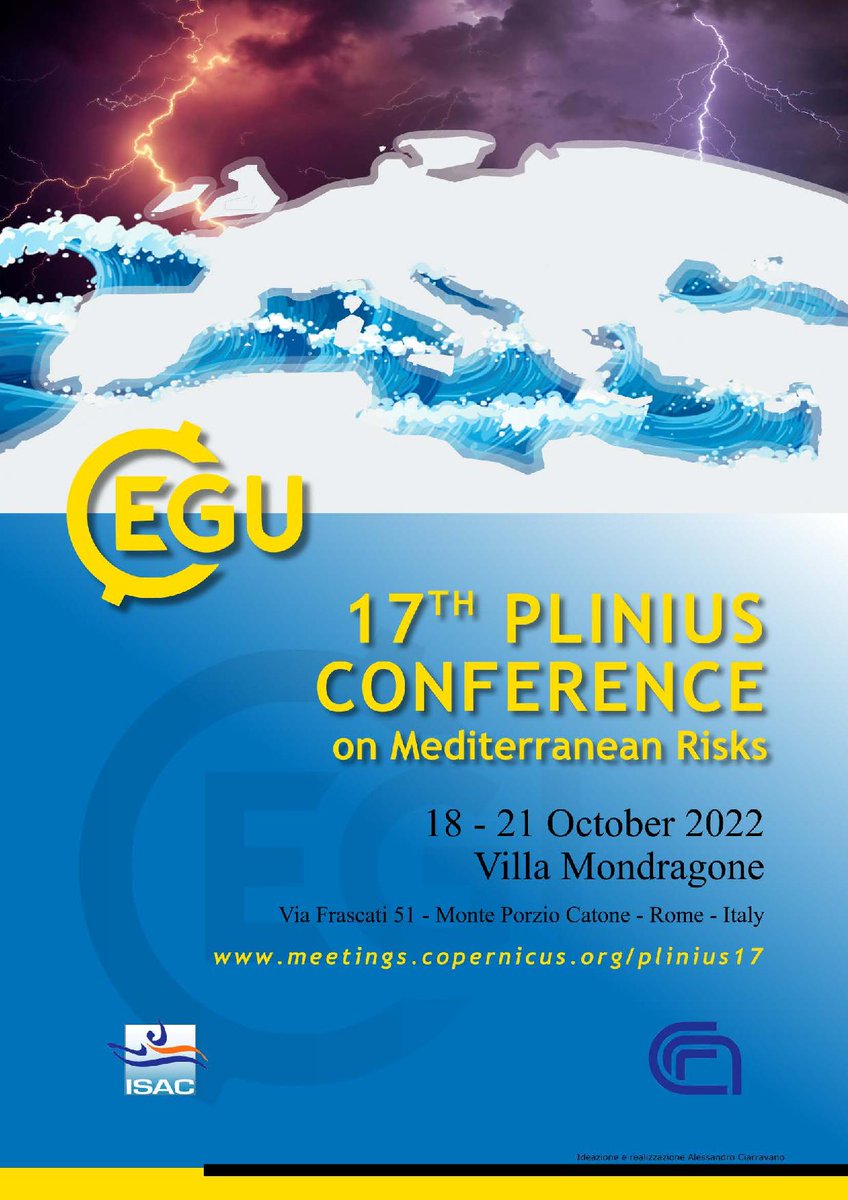NH_EGU's tweet photo. The 17th Plinius conference on Mediterranean risks is taking place in Frascati. Italy, on October 18-21 2022.
The deadline for submitting an abstract is June 3rd 2022.
More information here: https://t.co/5fFRkTdzI5 https://t.co/Lj4Do7Zciv