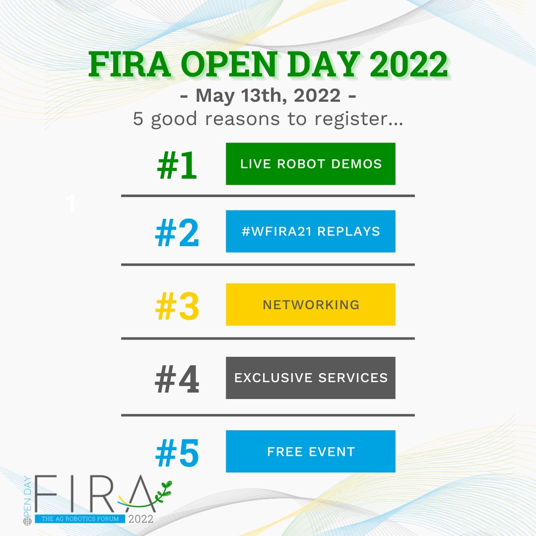 gofar_fira's tweet photo. 🚜 #FIRAInside 🤖
D-1 until #FIRAOD22! We can’t wait to e-meet you again 🤝
Tomorrow don’t take risks, connect online and enjoy our #FIRAOD22 new content live! 🍀
Live #robot demos, networking times and exclusive online services 🤖
💻 FREE Registration https://t.co/Re9e1VvN2h https://t.co/tYTDivawDn