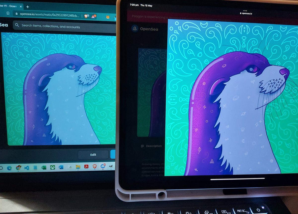 OceanFambam's tweet photo. Suddenly realising #NFTs on @opensea on your #iPad are always more vibrant compared to the #PC 🥴😭💙
#nftcollector #NFTartist #NFTCommmunity #procreate #appleOS #pcpeasant #digitalart https://t.co/f4OTyhMsZI