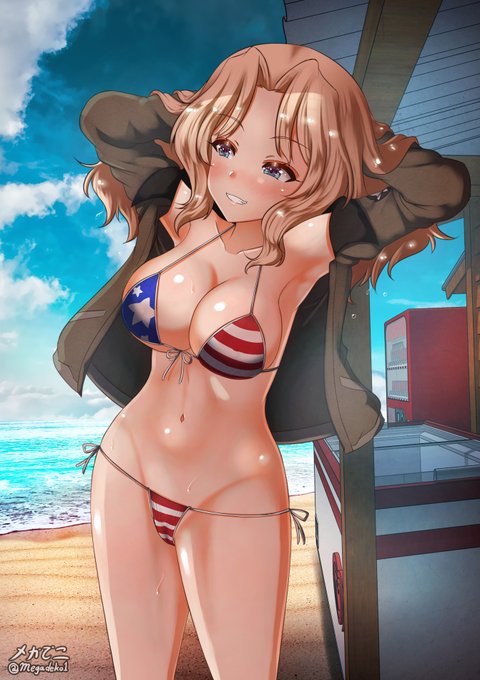 お題「ケイ」
#一日一ガルパン

海遊びを楽しむケイさん✨。

#garupan 