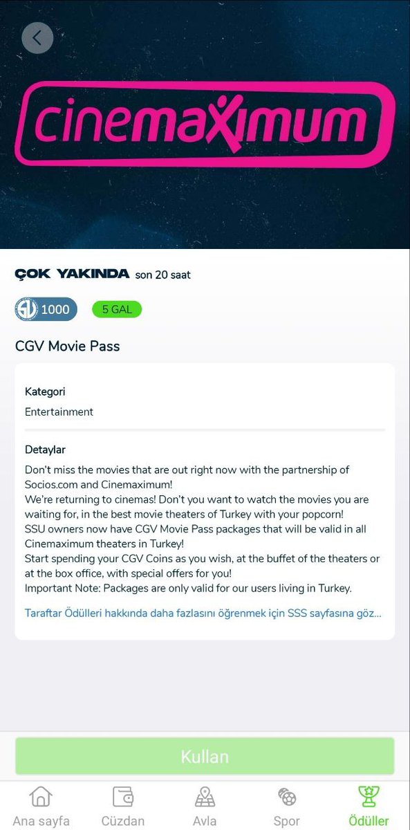 Arkadaşlar Socios Uygulamasına Cinemaximum sinema biletleri geliyor.

Bu piyasada film izleyip kafa dağıtmak lazım sanırım :)

Hayırlı olsun kullanacak arkadaşlara, iyi seyirler.

$CHZ
#bemorethanafan 

@Chiliz_Turkey