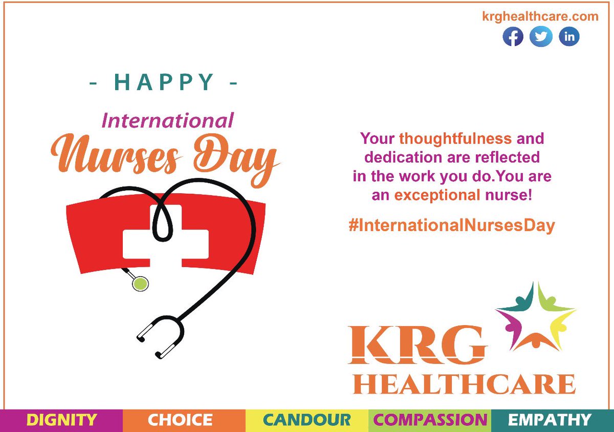 KrgHealthcare's tweet photo. Wishing all amazing nurses a very happy international nurses day

 #nursesday #MissionOutstanding  #KRGnurses  #nurses #socialcare #everydayisdifferent  #socialcareheroes https://t.co/sV7VHQb2cm