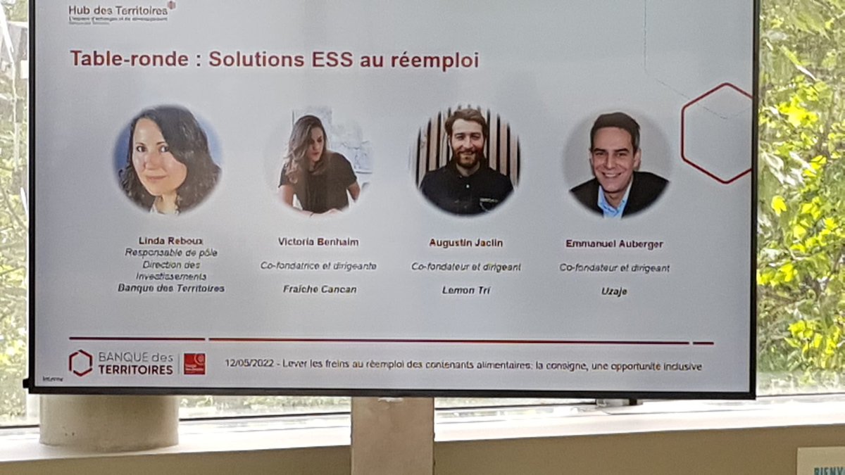 BanqueDesTerr's tweet photo. #HubDesTerritoires : #NotreActionESS soutient des initiatives en faveur du réemploi ! 🤝
@LemonTri, @Uzaje_ ou encore @FraicheCancan sont venus ce matin présenter leur retour d’expériences, afin d’échanger sur les opportunités du #réemploi. ♻️ https://t.co/2qkvm6mmDX