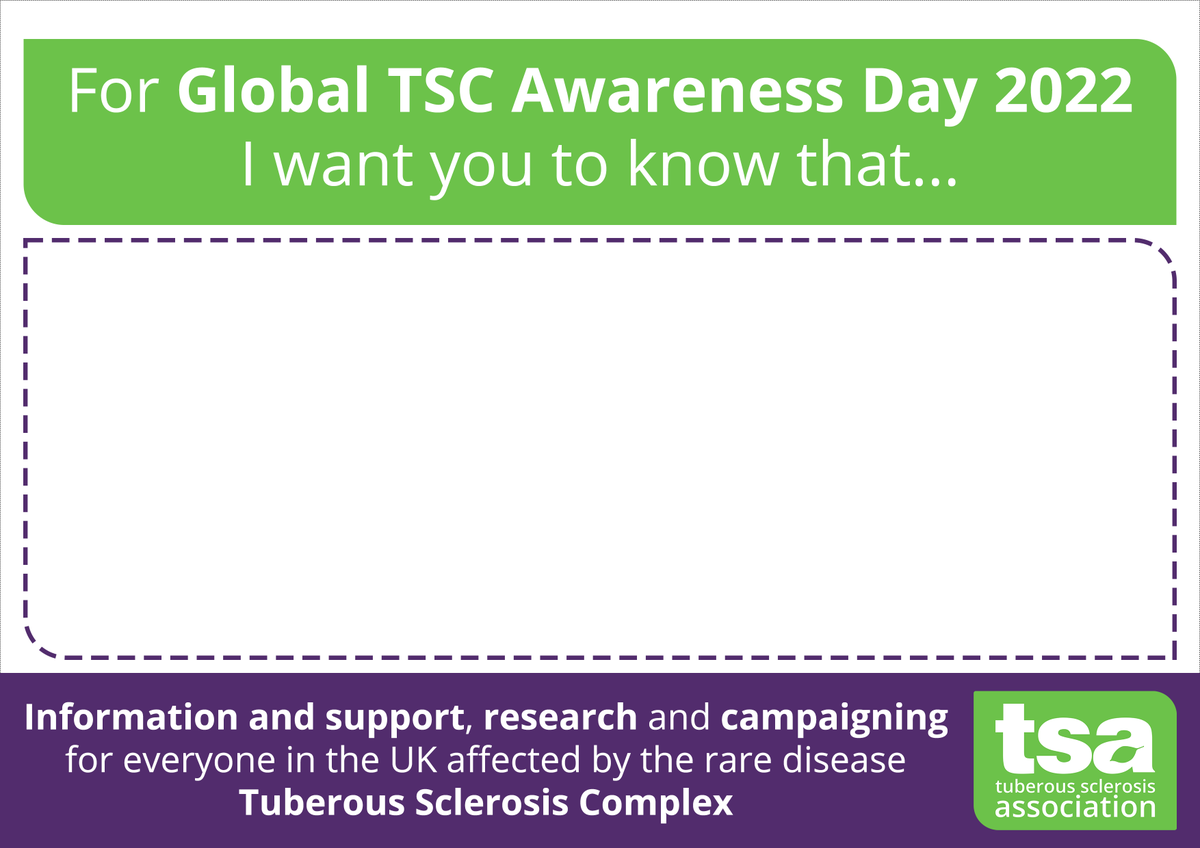 UKTSA's tweet photo. This Sunday (15 May) is Global TSC Awareness Day. Use our special poster and #MakingTSCMatter to tell the world what TSC means to you - perhaps how the condition affects you, or the daily challenges of the condition. Let's get TSC to the top of the world agenda! #MakingTSCMatter https://t.co/5DIBzmPULI