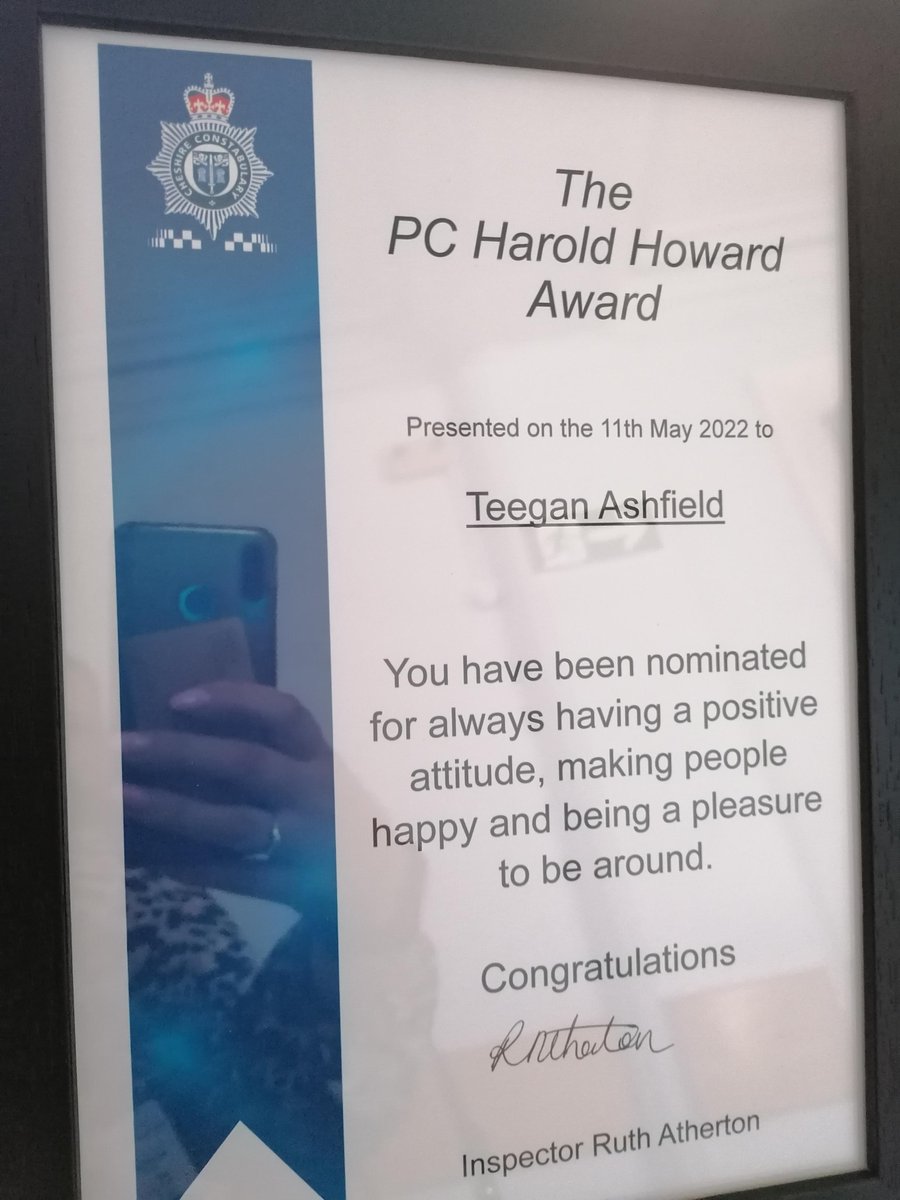 WelfareTeam's tweet photo. We are delighted that Teegan won the very first PC Harold Howard Award at Warrington Police Museum. Teegan was nominated for her positive attitude, making people happy, supporting others &amp; for being a pleasure to be around. We are so proud of you. @WelfareTeam https://t.co/bi5JybnBSf