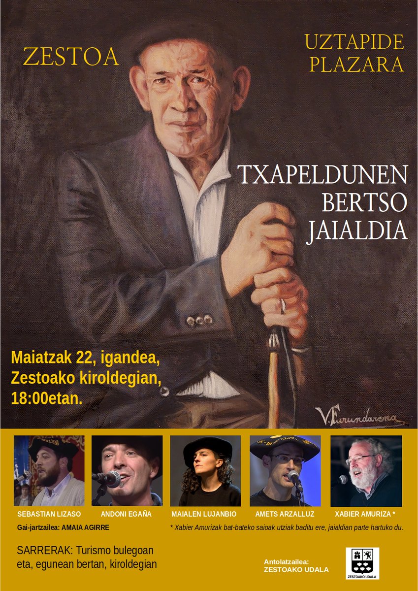 ZestoakoUdala's tweet photo. Hemen dituzue #Uztapide Plazara #bertsoastea|ren eta Txapeldunen bertso jaialdiaren programak‼️
👉Jaialdirako sarrerak Turismo bulegoan eta, egunean bertan, kiroldegian. https://t.co/OGElP4tkmP