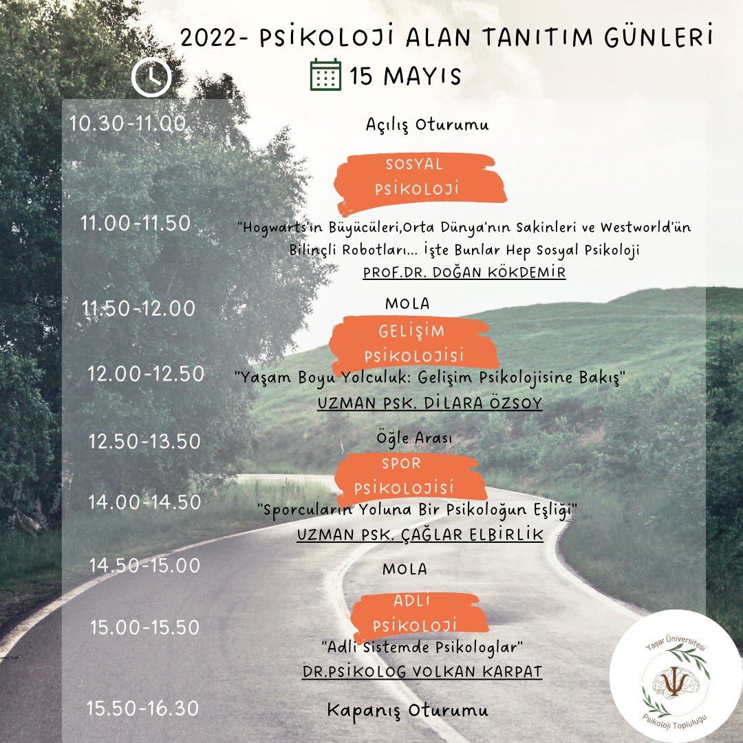 yasarpsi's tweet photo. 15 Mayıs Pazar günü yolculuğumuza değerli konuklarımız:

Prof. Dr. Doğan Kökdemir
Uzman Psk. Dilara Özsoy
Uzman Psk. Çağlar Elbirlik
Dr. Psikolog Volkan Karpat 

Eşlik edecekler 🌿

✨Keşif yolculuğumuz için takipte kalın! 💚 https://t.co/T469m80nvG