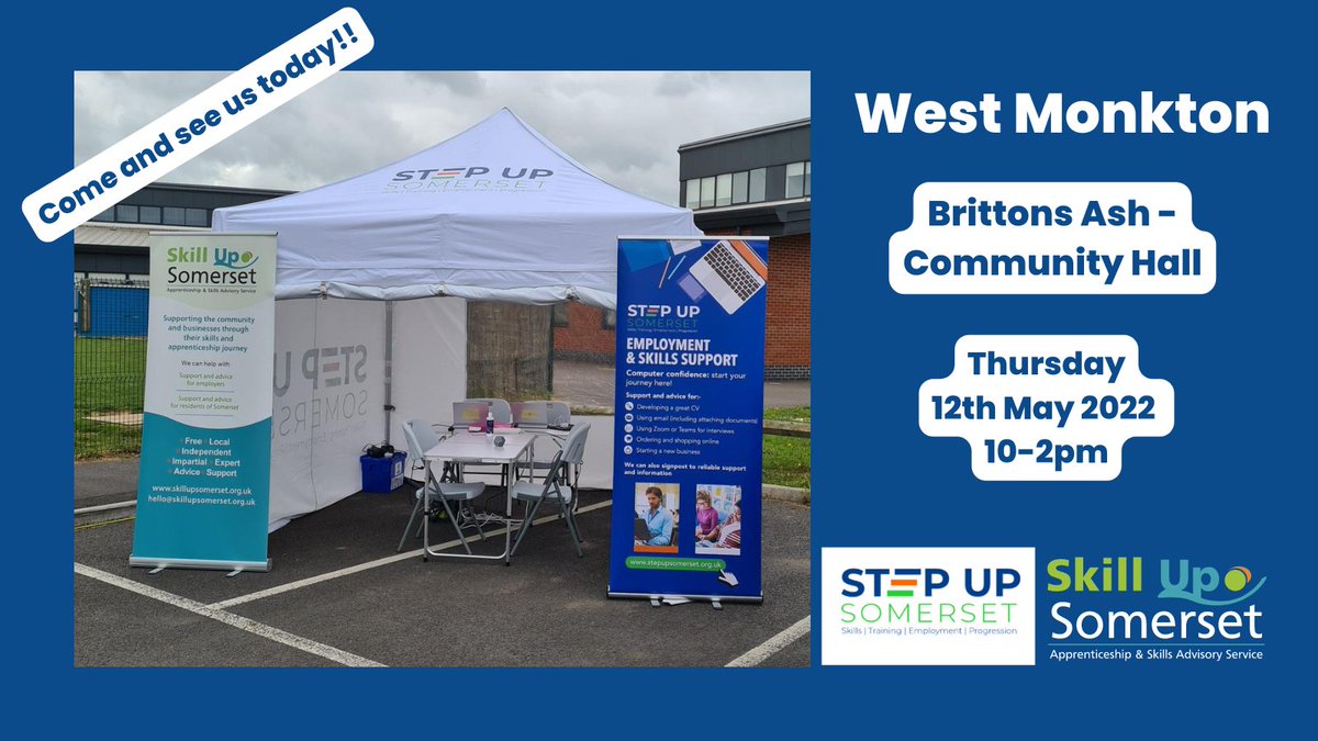 📢We'll be at Brittons Ash Community Hall - West Monkton until 2pm today - come and find out more👍 #newskills #advice #growyourbusiness #digitalequipment #jobs #tips #cv #trainingopportunities #westmonkton