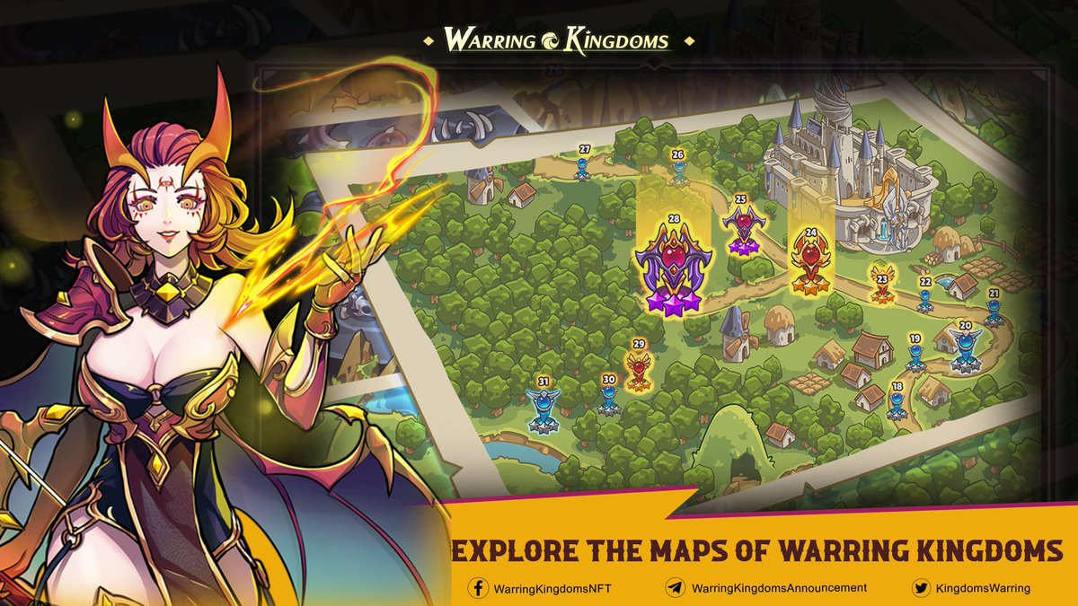 🌎EXPLORE THE MAPS OF WARRING KINGDOMS🌎

🔥Each land in Campaign mode will have its characteristics of diverse classes of monsters and different terrain. 

Visit here for detail:
👉t.me/WarringKingdom…

#WarringKingdoms #PlayToEarn #NFTGame #GameFi #P2EGame #WKT #WK