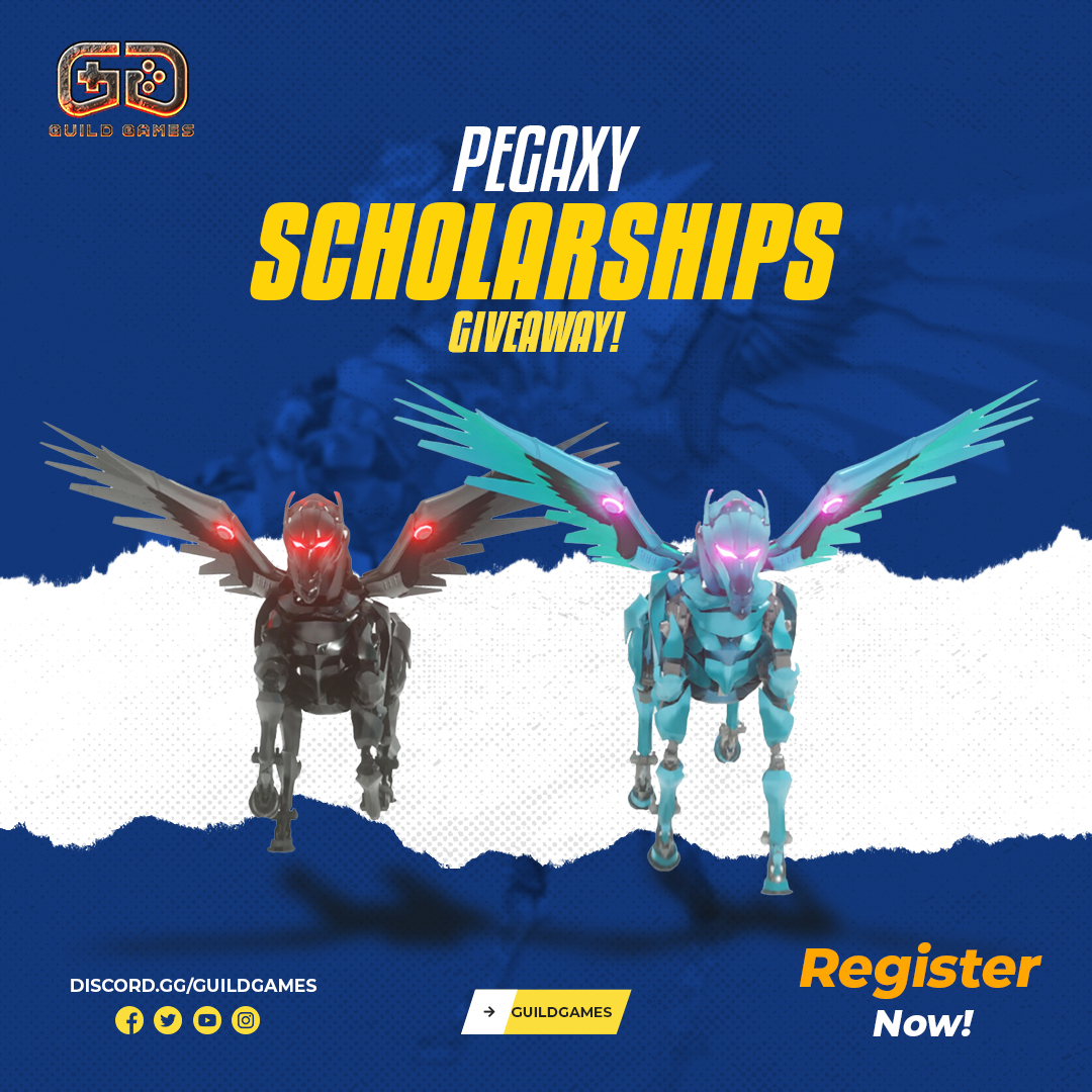 GuildGamesdao's tweet photo. 🚨 Pegaxy scholarships giveaway 🚨
🏇 To be a Guild Games Jockey 🏇
➡️Follow us on: https://t.co/HtY427JlsO
➡️Like and Retweet 
➡️Tag 3 Friends 
➡️Fill out this form 👇
https://t.co/i6RoZzEROA
#GuildGames #PegaxyScholarships https://t.co/LLMylhxmyq