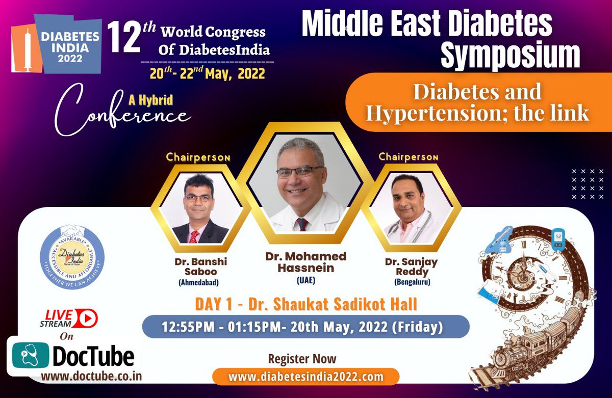 diaindiatrust's tweet photo. DAY 1 - Dr. Shaukat Sadikot Hall: 
Spotlight: Dr. Mohamed Hassnein  (UEA) will speak on Diabetes and Hypertension;the link.

Register Your Self for DiabetesIndia 2022
Click Here: https://t.co/QGmDp1m7l0
@banshisaboo @rajivkovil 

#Diabeteindia #DIconference #diabetes https://t.co/SkMJZRQnNg