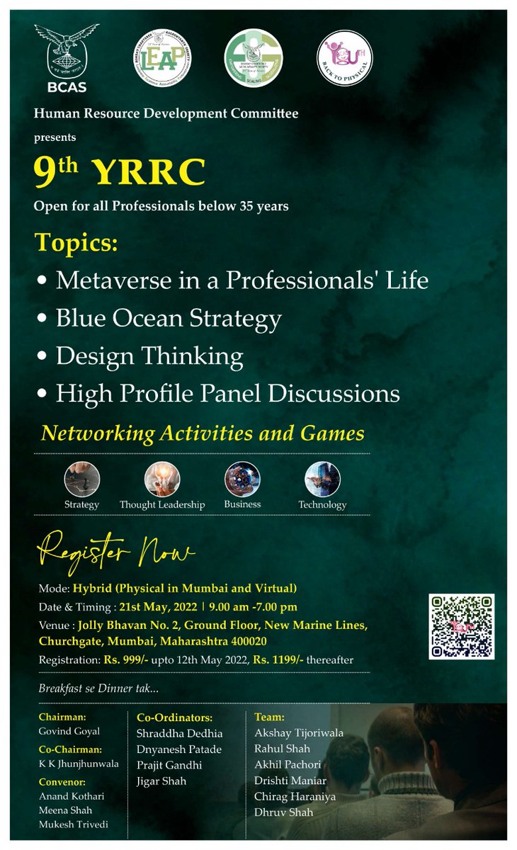 bcasglobal's tweet photo. Today is the last day to avail #EarlyBirdOffer for BCAS 9th #YRRC
Register Now: https://t.co/OB8yUVgsVN
This event open for all #professionals and now in HYBRID mode.
Physical Venue: @bcasglobal, Jolly Bhawan, BCAS Chowk, Mumbai
#Mataverse #BusinessStrategy #DesignThinking https://t.co/CpqIAo5EHa