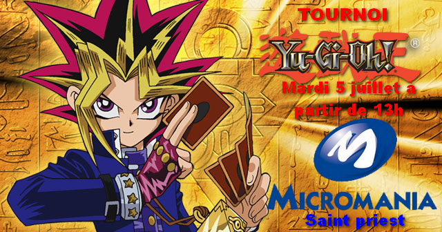 TestingameYT's tweet image. Bonjour à tous !

MARDI 5 JUILLET, Micromania et moi même, organisons un tournoi Yu-Gi-Oh. beaucoup de lots à gagner ! (boosters, sleeves, tapis de jeu..)
Il se déroulera à 13h à Micromania Auchan Porte des Alpes st priest
Inscriptions ici :
battlefy.com/tournoi-microm…
A très bientôt
