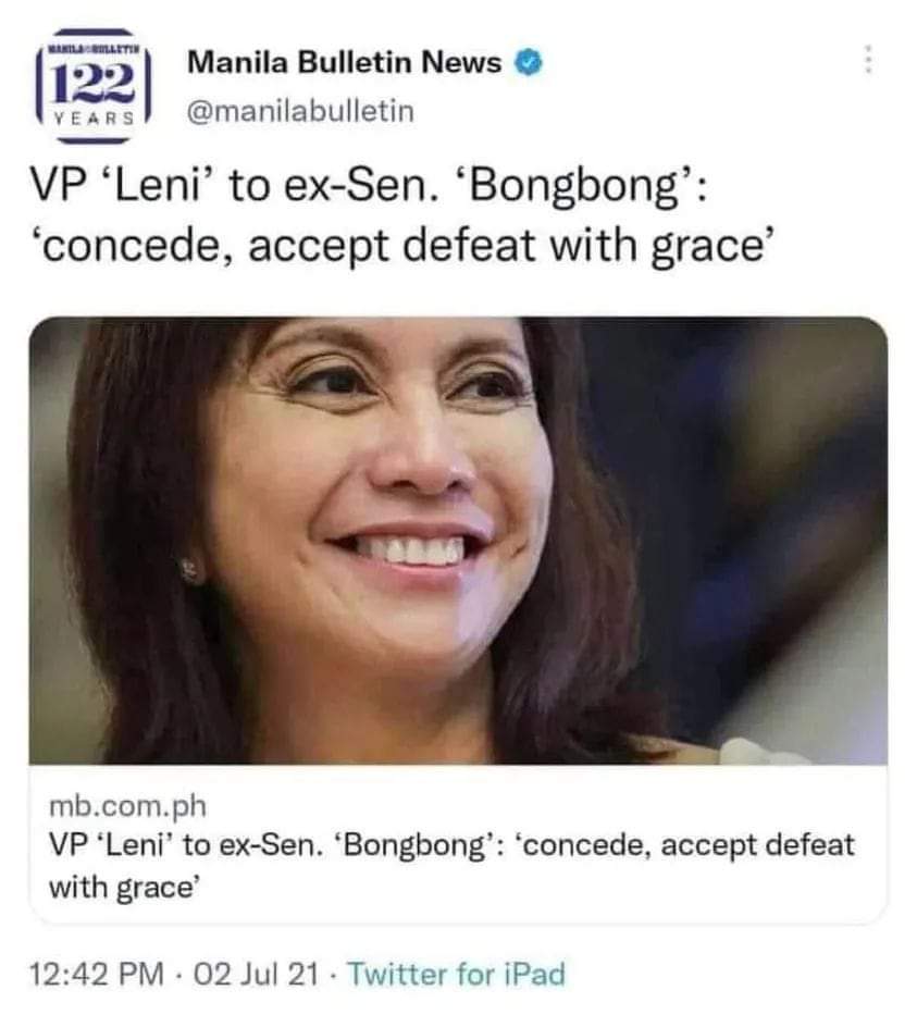 hyera0216's tweet photo. @lenirobredo  sana po maalala mo ito wag kna mang gulo  sasaludo ako sau kung mrunong ka tumanggap ng pgkatalo https://t.co/hj5DFNyZ0R