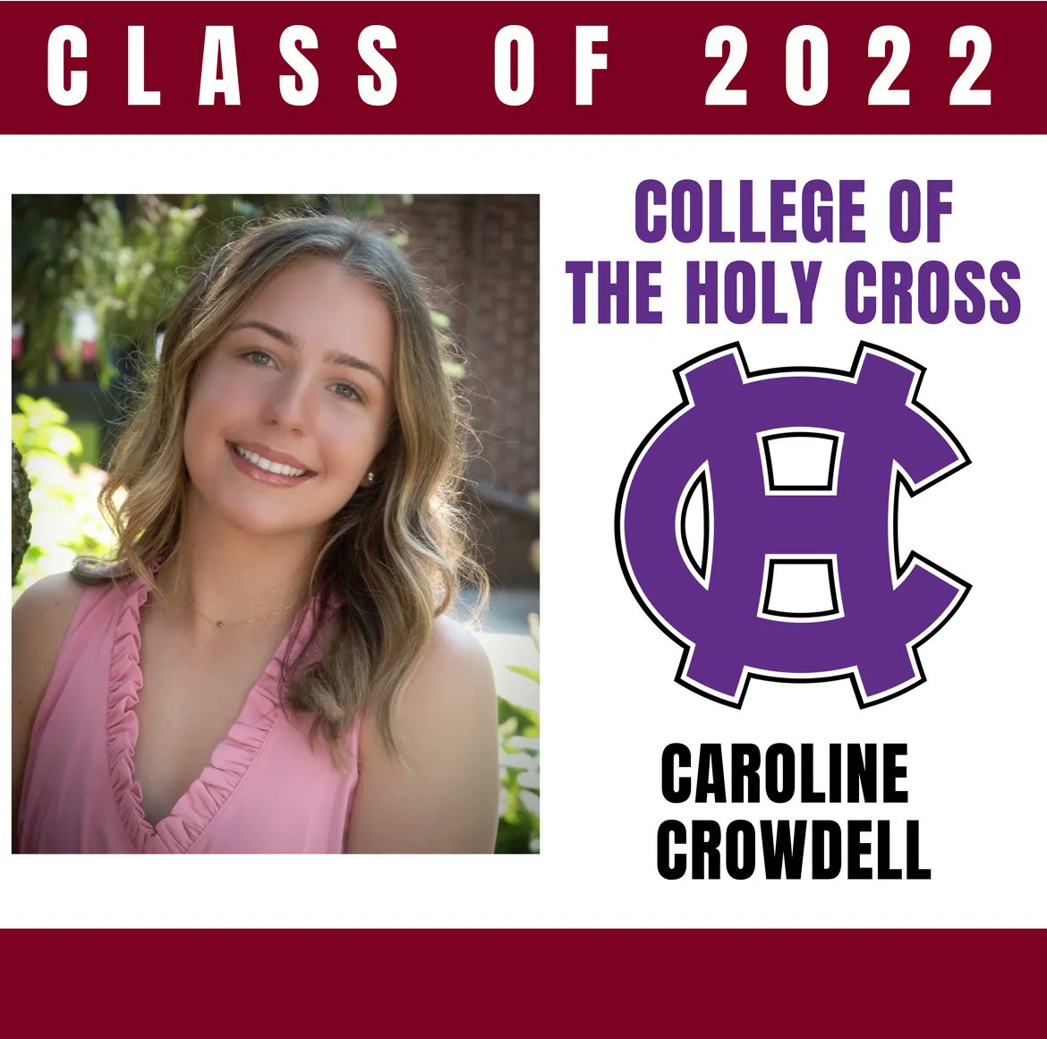 Congratulations Caroline! College of the Holy Cross is lucky to have you! #onceatigeralwaysatiger🐯 #Classof2022