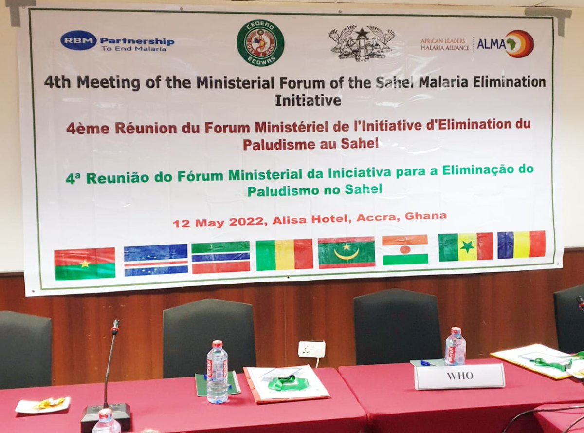 Ongoing now at this @ecowas_cedeao #AHM week in Accra, Ghana !

The 4th Meeting of the Ministerial Forum of the Sahel, Malaria Elimination Initiative !

@OoasWaho @AfricaCDC @WHOAFRO @endmalaria 
@ALMA_2030 @CaboVerde_Gov @mohgovgh @MSP_Niger @santegouv_sn @MohGambia https://t.co/8a5kxOCKBt.