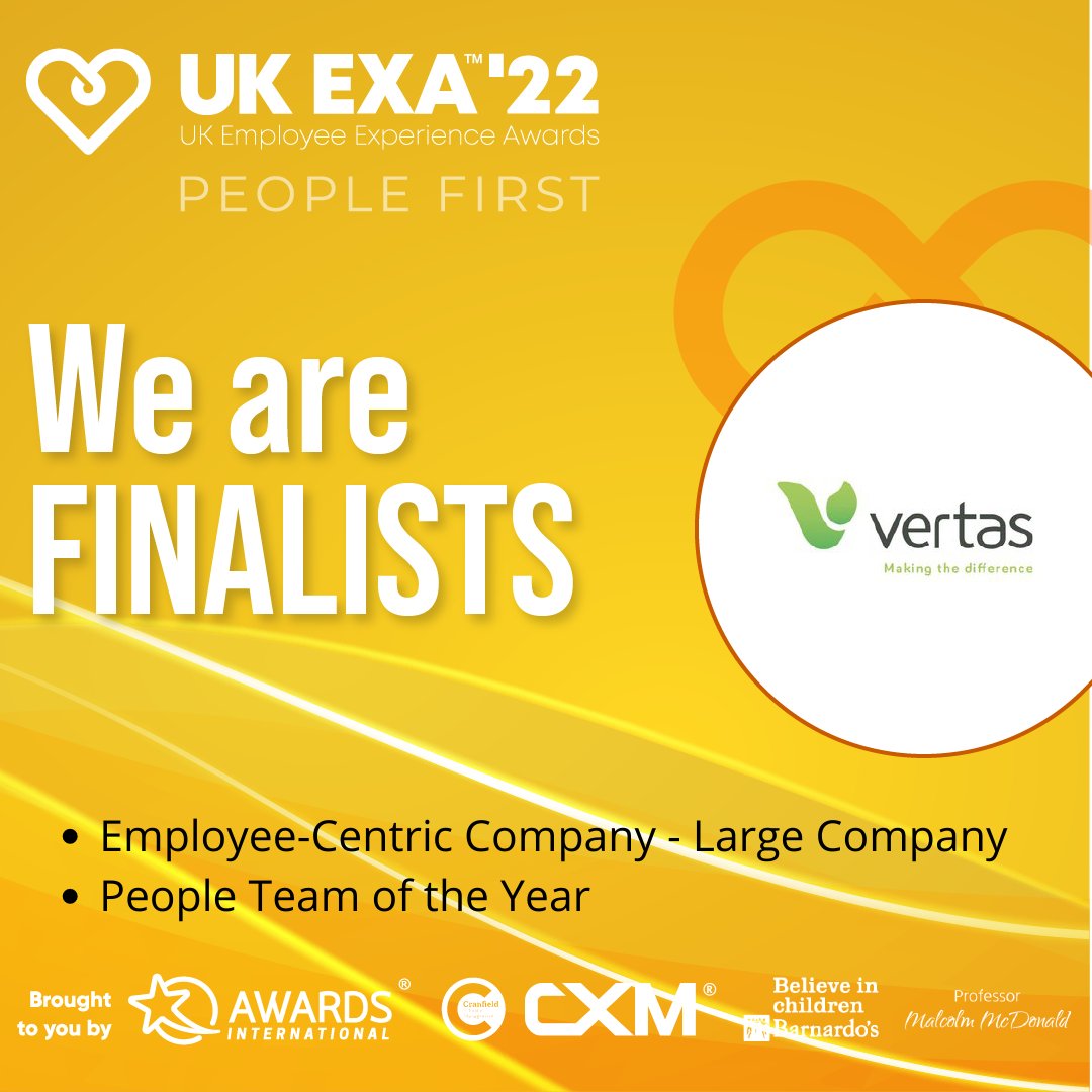 VertasGroup's tweet photo. One week to go until the @UKEXAwards ‘22 in London, and we are finalists in 2 categories! Members of our People Team look forward to meeting other companies who deliver a great employee experience. The winners will be announced on 19th May!  @UKEXAwards #EXA22 @HiltonWembley https://t.co/LsmZ7zLEch