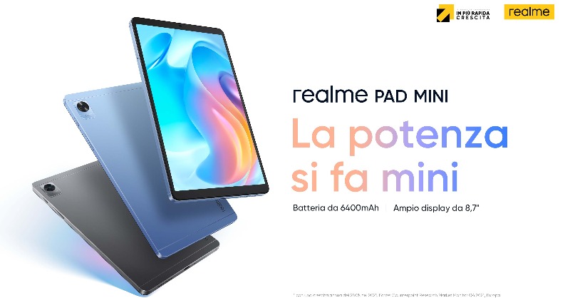 realmeItalia's tweet photo. Progettato per accompagnarti ovunque garantendoti performance incredibili. Ti presentiamo il nuovo #realmePadMini, in disponibile dal 17 e in promo su Amazon fino al 24 maggio a partire da 159,99€.
Acquistalo ora: https://t.co/Ral8zkxaJW
#MiniIsMighty