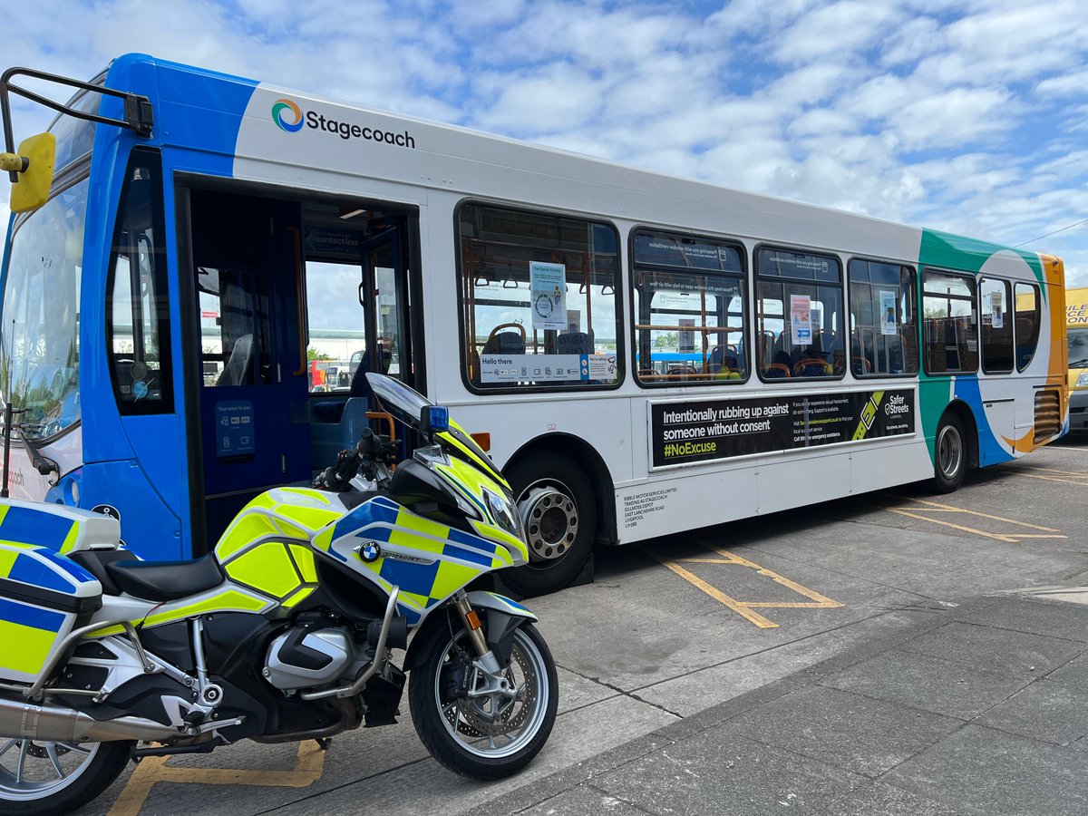 MerPolTraffic's tweet photo. Officers from #RPU, @Merseysidersp, @TravelsafeS in attendance at @StagecoachMCSL bus &amp; bike buddies event at #Gillmoss bus depot, raising awareness to keep #Cyclists safe. @Knowsley_roads. Call in if you’re passing #MRSP #Travelsafe. Find out more here https://t.co/MAGySTdbjQ https://t.co/8iUbUIOFoP