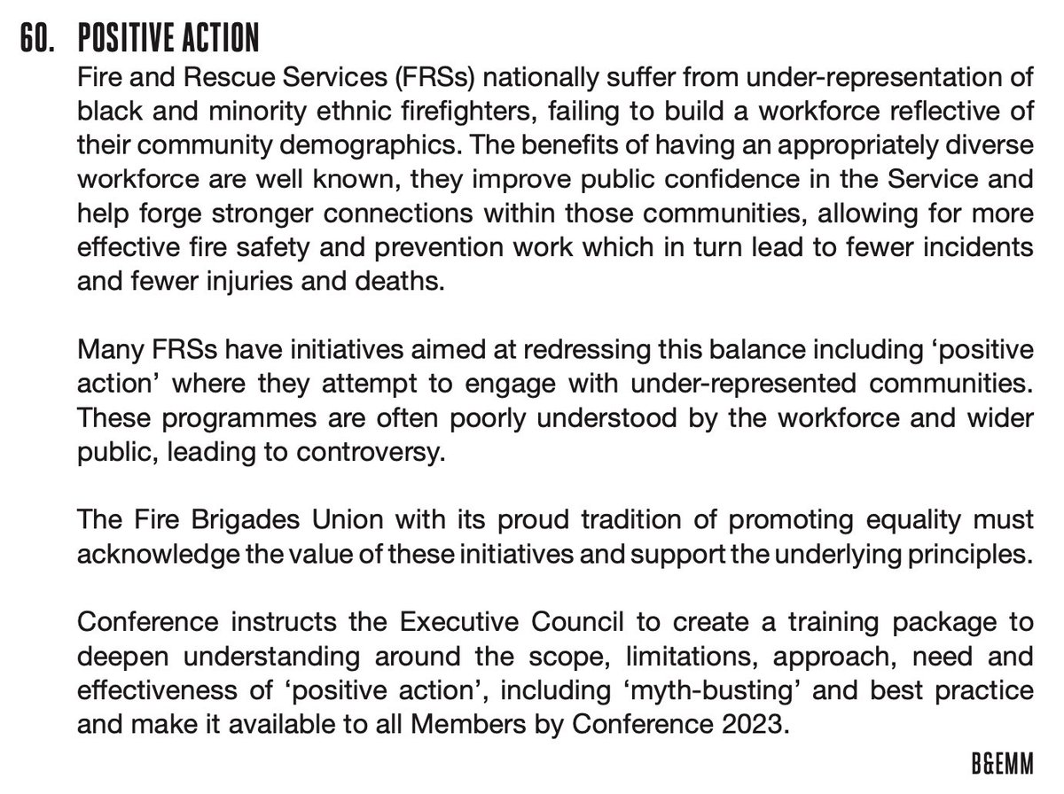 FBU_BEMM's tweet photo. This morning, BEMM committee member Dean Pounder moved Motion 60 at the @fbunational conference regarding positive action
A lively debate (5 speakers plus gen sec all in support) followed, before going to the floor for a vote - where it passed unanimously

#FBU22 https://t.co/sgE0LTbLPi