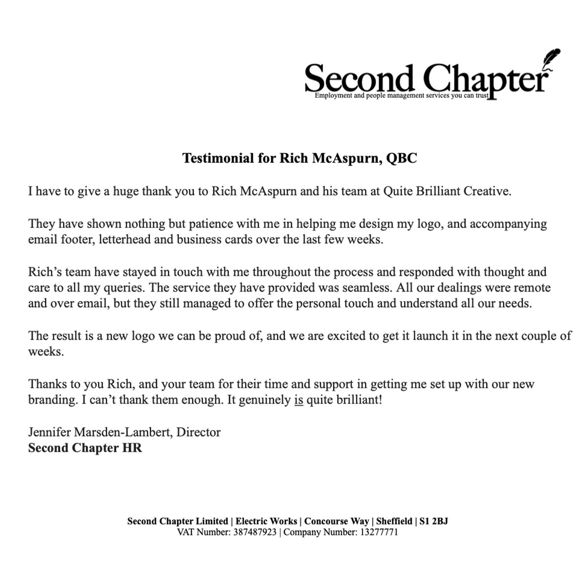 Thank you to Second Chapter for a very positive testimonial, we are glad to have been a part of your journey and it was a pleasure working with you✨

#QBC #QBCagency #design #print #socialmediamanagement #eventmanagement #photography #videography #websitedevelopment
