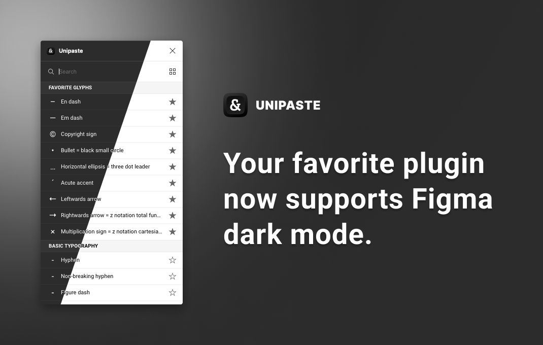 danmaslo's tweet photo. Two days ago @figma  released the long-awaited dark mode. I've gone through the new API and Unipaste supports dark mode from now on and it won't burn your eyesight during your evening shift. 🌕 🌖 🌗 🌘 🌑

https://t.co/OjlSbAZXSg

#figmaplugin #darkmode #figmadark #darkplugin https://t.co/oIkNNkRPUP