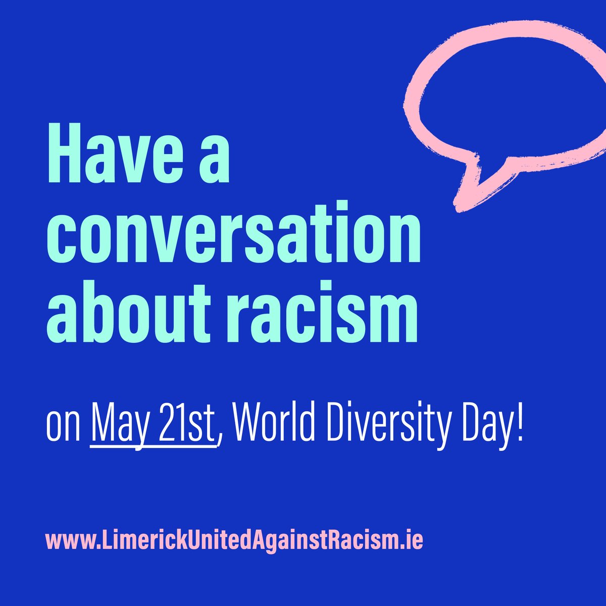 Limerick United Against Racism sends a message of solidarity with people who have experienced racism in #Limerick

May 21 is #WorldDiversityDay. On this day, we want Limerick people to start the conversation

Access conversation resources: limerickunitedagainstracism.ie
#RootOutRacismLK