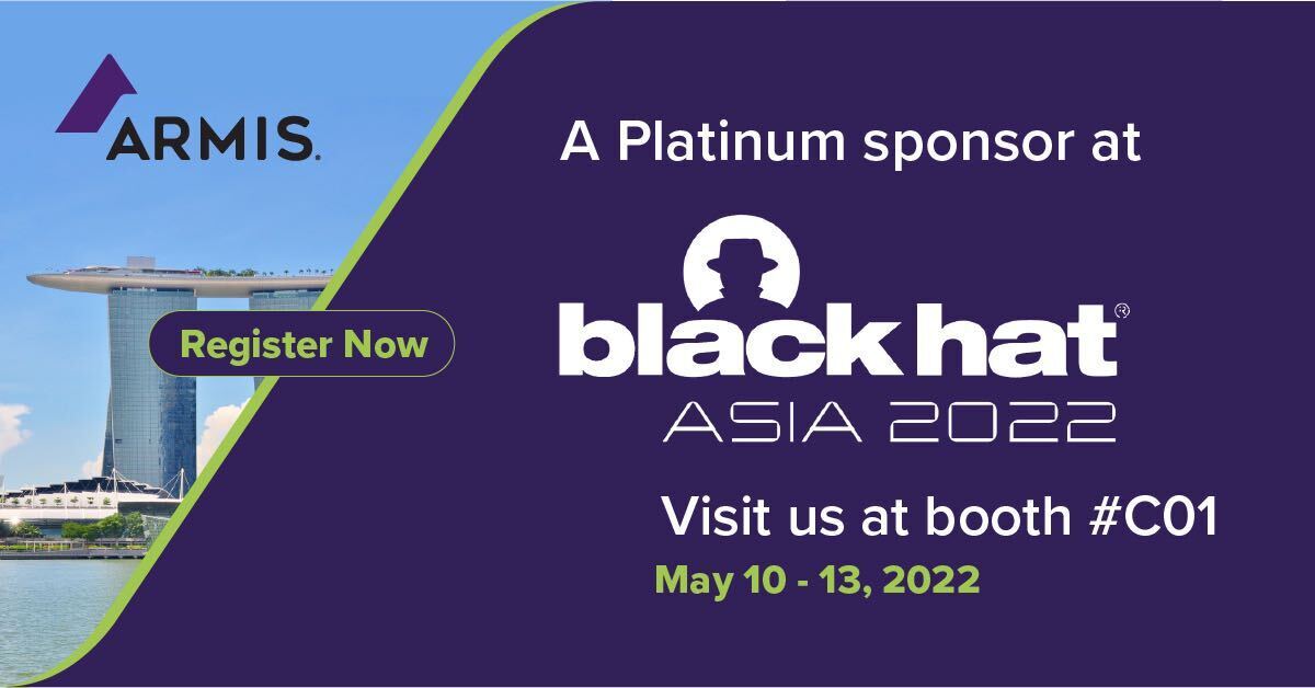 ArmisSecurity's tweet image. The #Armis team are at #BlackHatAsia and have been giving demos of the Armis #Agentless Device #Security Platform. At Black Hat? Stop by booth #CO1 and speak with us. About Black Hat: ow.ly/Eyao50J66FA 
#BLACKHAT #BHASIA #OT #ICS #cybersecurity #Cyberassetmanagement #IoMT