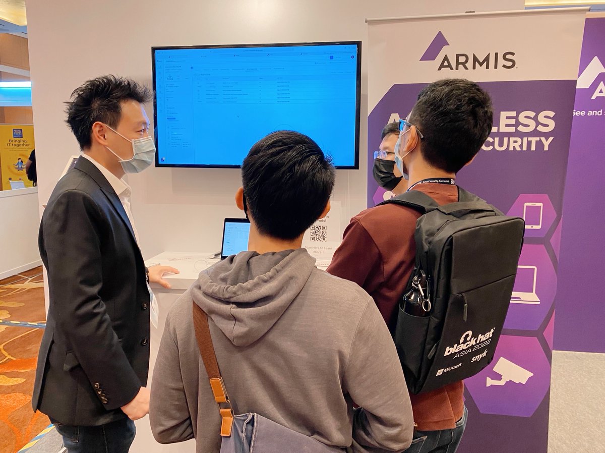 ArmisSecurity's tweet image. The #Armis team are at #BlackHatAsia and have been giving demos of the Armis #Agentless Device #Security Platform. At Black Hat? Stop by booth #CO1 and speak with us. About Black Hat: ow.ly/Eyao50J66FA 
#BLACKHAT #BHASIA #OT #ICS #cybersecurity #Cyberassetmanagement #IoMT