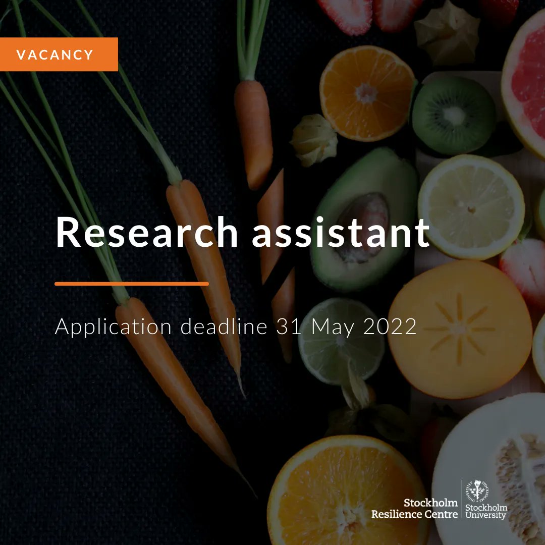sthlmresilience's tweet photo. VACANCY: We are looking for research assistants who can help realize our ambitious sustainable food research agenda. We are looking for someone interested in food issues and has experience of interdisciplinary work.

Interested? Read more and apply here: https://t.co/WTYBDLbB18 https://t.co/jESIaORuFb