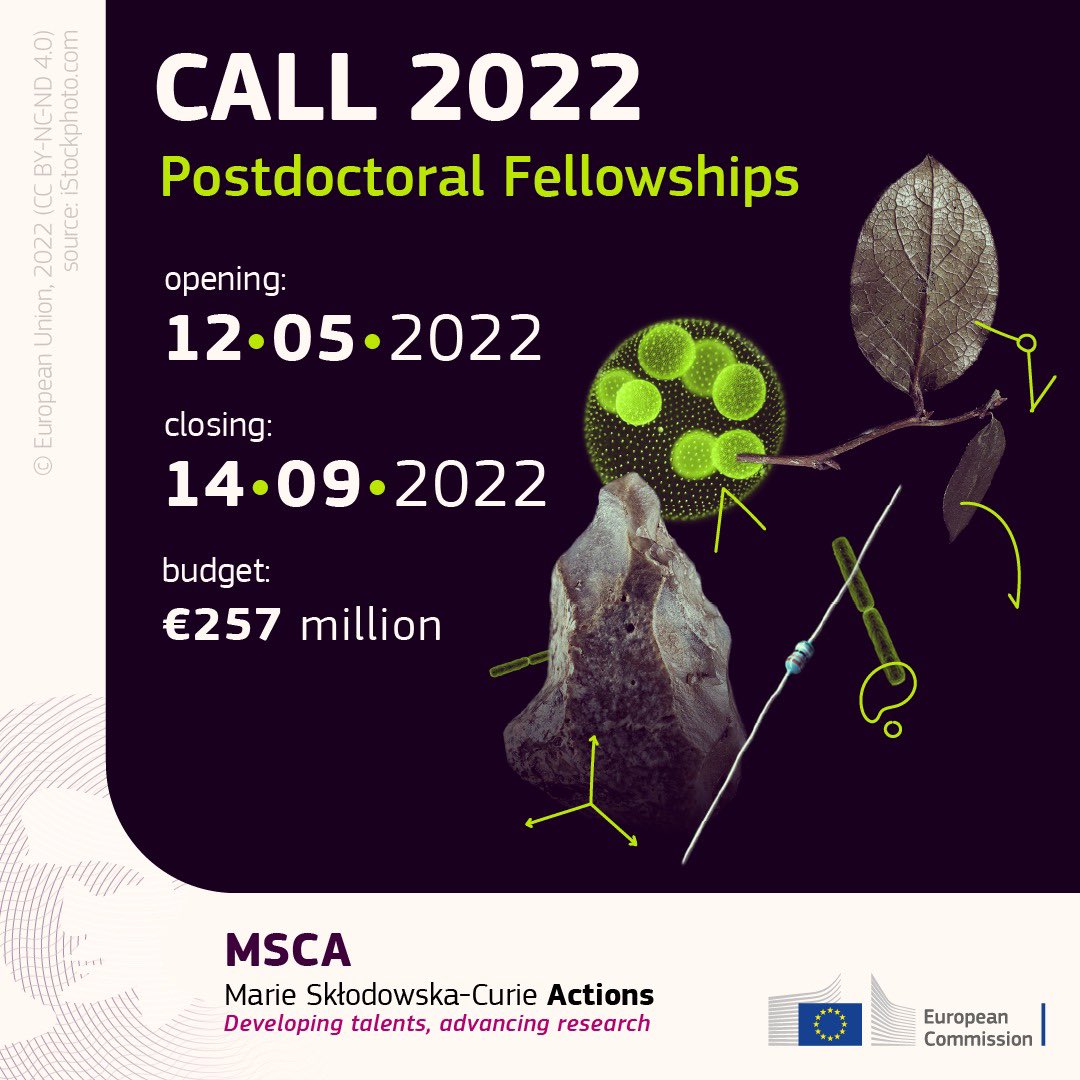 Mariya Gabriel (@gabrielmariya) on Twitter photo 📣I am pleased to announce the opening of 2⃣ <a href="/MSCActions/">Marie Skłodowska-Curie Actions</a> calls for 2022 to support organisations and researchers’ training, skills & career development:
🟩Postdoctoral Fellowships €257M
🟧Doctoral Networks €427.3M
Check here👉europa.eu/!ckwRr4 📣I am pleased to announce the opening of 2⃣ <a href="/MSCActions/">Marie Skłodowska-Curie Actions</a> calls for 2022 to support organisations and researchers’ training, skills & career development:
🟩Postdoctoral Fellowships €257M
🟧Doctoral Networks €427.3M
Check here👉europa.eu/!ckwRr4