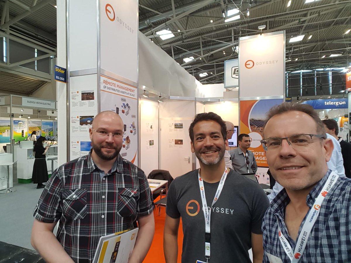 OdysseyEnergyS's tweet photo. After an exciting Day 1 of #Intersolar we are all geared up for Day 2! Please visit us at Booth B3.353, or book time with us here: https://t.co/pfAGHi8xjj
 
Also, hear our experience in 'Remote Management Technologies in Distributed Power'.
May 12th- Room B.11-14:50–15:10 https://t.co/5kQnCOYhUl