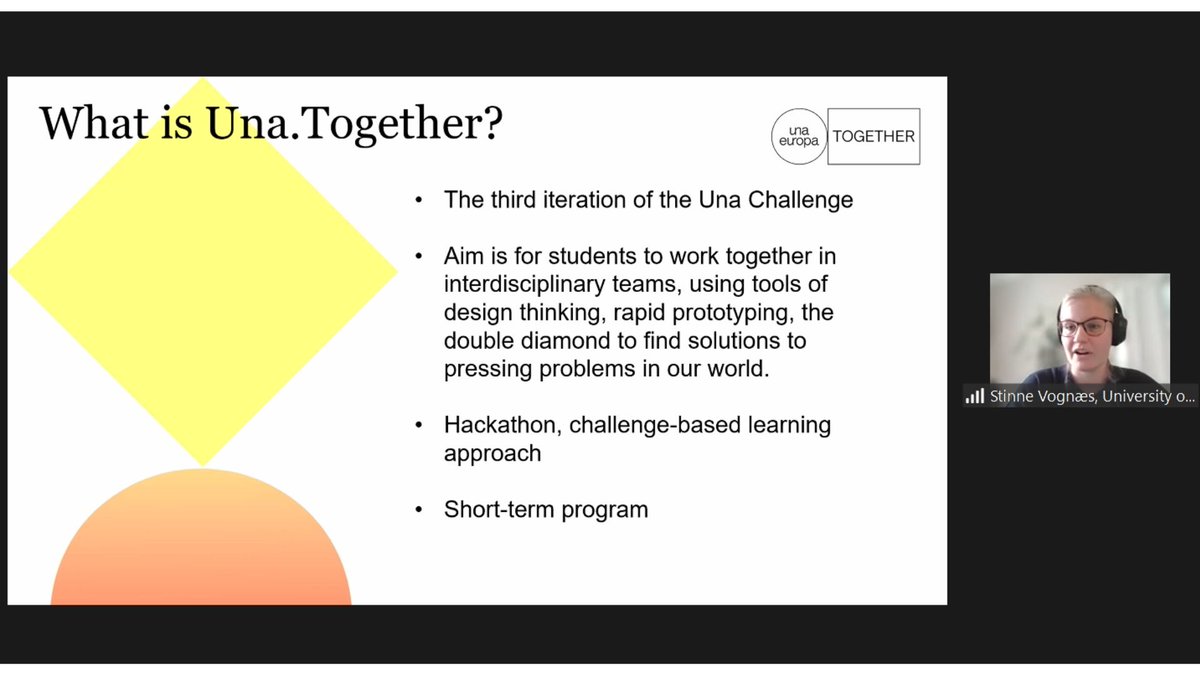 NetworkUnica's tweet photo. Stinne Vognæs from @helsinkiuni / @Una_Europa is presenting the very new project involving students, called Una.Europa
Eager to know more? Join us: https://t.co/xpnwDQfEoO https://t.co/kd9MvmGST0