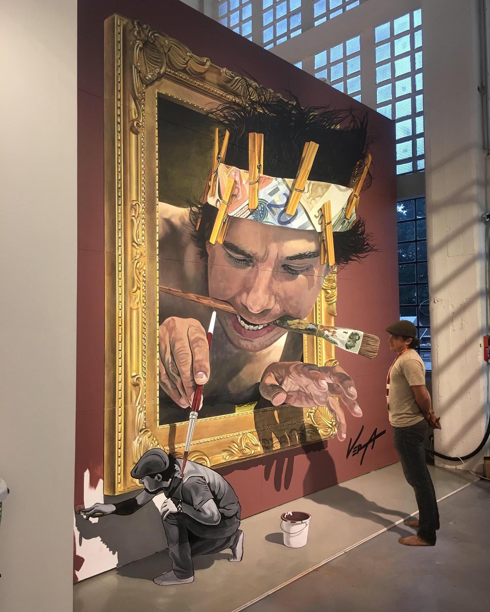 creapills's tweet photo. Ce peintre a peint une peinture de lui en train de peindre son portrait qui peint le peintre en train de le peindre !

Artiste : Juandres Vera (https://t.co/SCCULj1WuE) https://t.co/40SFH6FIdg