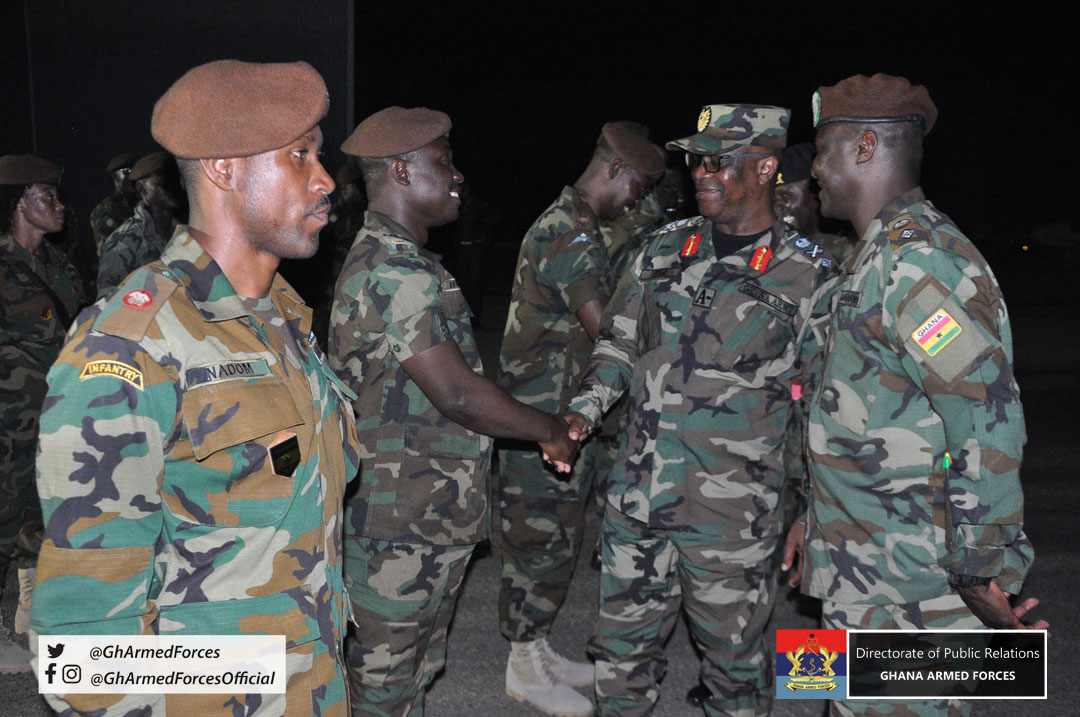 GhArmedForces's tweet photo. A mission accomplishment parade was held for #Ghana🇬🇭 Company 5 (GHANCOY 5) after a successful tour of duty with the #ECOWAS #ECOMIG Mission in the Gambia🇬🇲 earlier this week at the Air Force Base, Accra.
Please follow the link for more:
https://t.co/9eEvo3iwdP https://t.co/7R6eEk7oT8