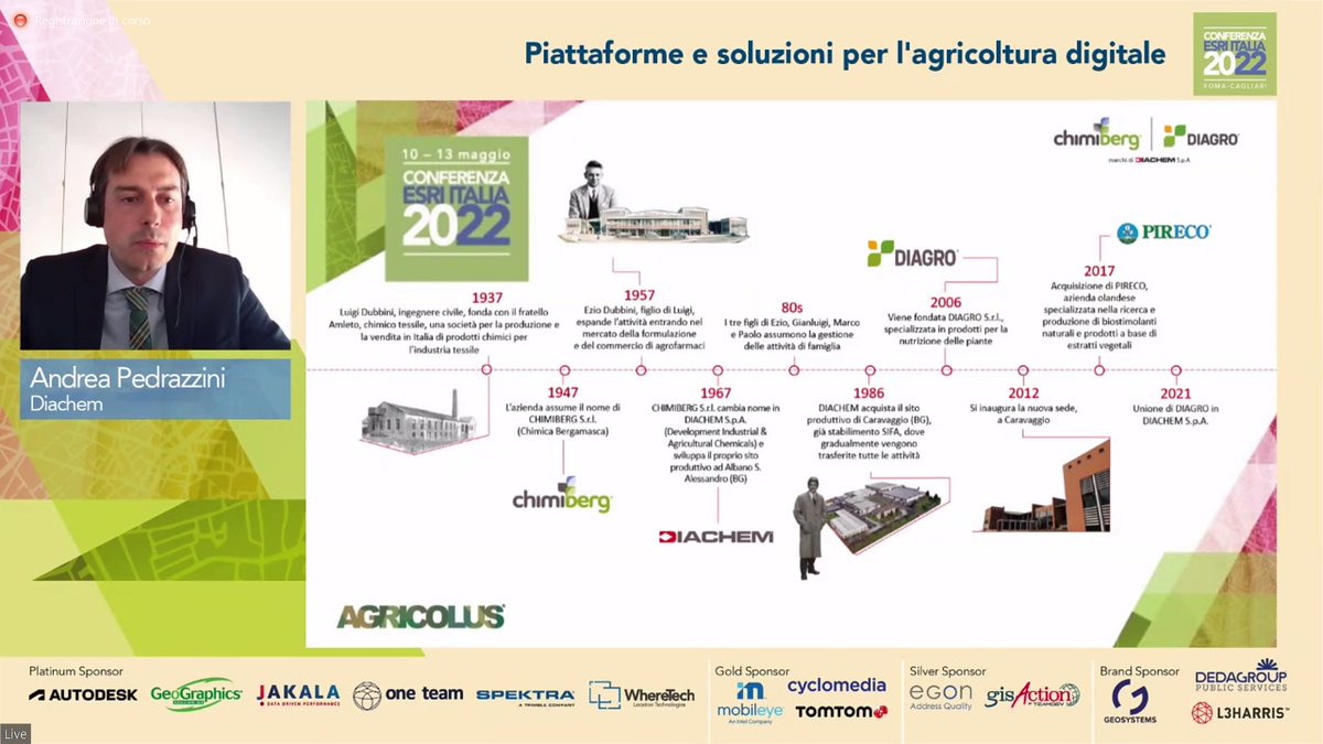 Esriitalia's tweet photo. #conesri2022 Piattaforme digitali e soluzioni per l'agricoltura digitale: Andrea Pedrazzini presenta #Diachem e i modelli previsionali per la difesa fitosanitaria #GIS #thescienceofwhere #Esriitalia https://t.co/zRgxDkucDl